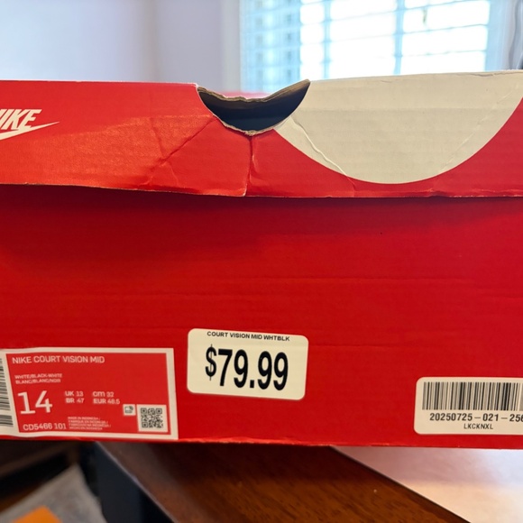 Nike Court Vision Mid White Black size 14 VGUC with box - Picture 7 of 7